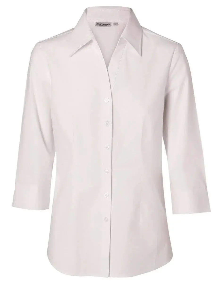 BENCHMARK Women's Fine Twill 3/4 Sleeve Shirt M8030Q Metro Workwear.